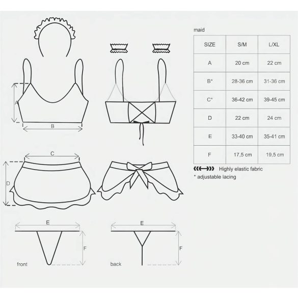 Maid Obsession - forførende stuepikekostyme (5 deler)