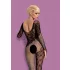 Obsessive F210 - svart nettingcatsuit med roser og lange ermer (S-L)