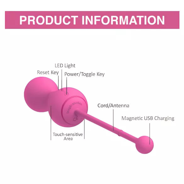 Magic Motion Kegel Master - App-styrt vibrerende knipekule (rosa)