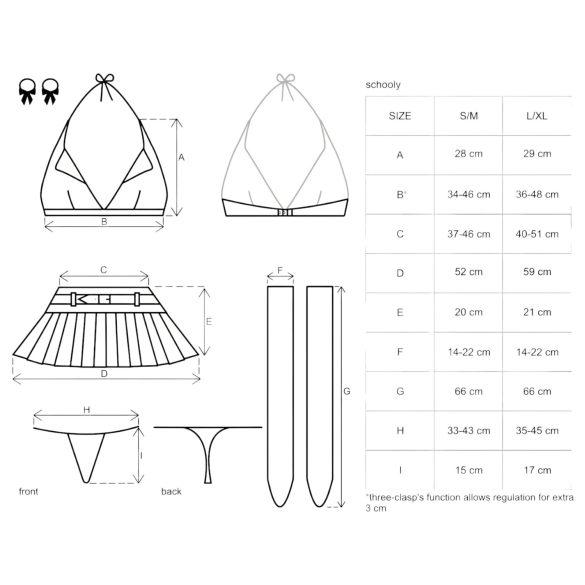 Obsessive Schooly - skolejente kostymesett (6 deler) - L/XL