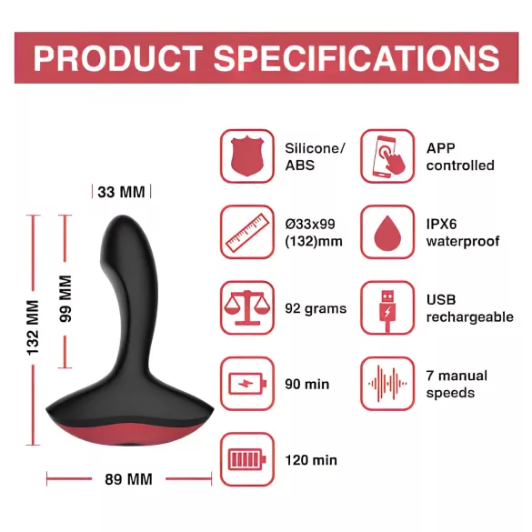 Magic Motion Solstice - App-styrt prostatavibrator for menn (svart)