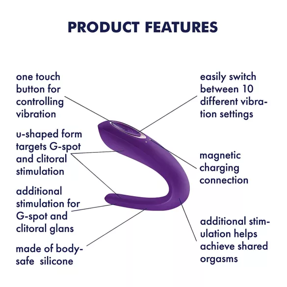 Satisfyer Double Classic - vanntett, oppladbar parvibrator (lilla)