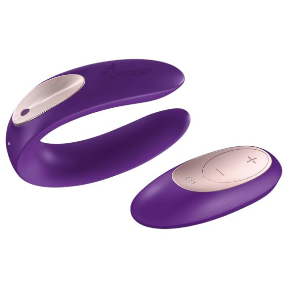 Satisfyer Double Plus Fjernkontroll - trådløs oppladbar parvibrator (lilla)