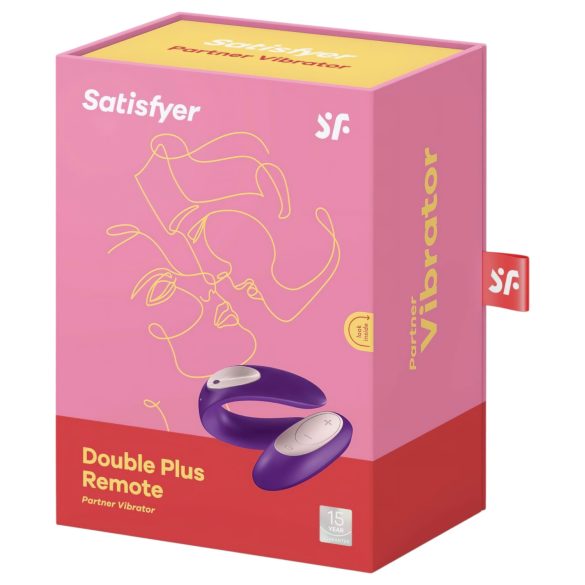 Satisfyer Double Plus Fjernkontroll - trådløs oppladbar parvibrator (lilla)