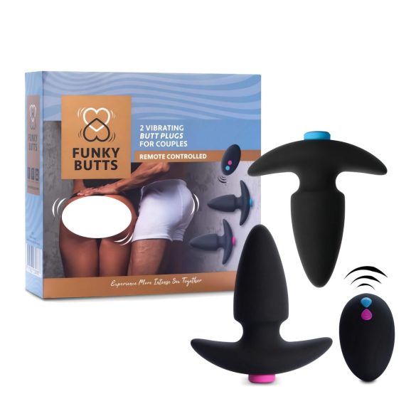 FEELZTOYS Funkybutts – Oppladbar Trådløs Analdildo Sett (Svart)