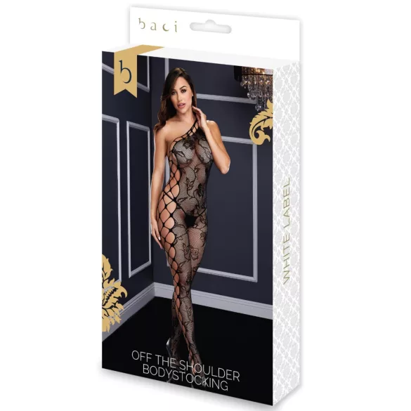 Baci - asymmetrisk blomster-nettkjole - svart (S-L)