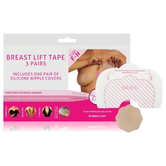 Bye Bra F-H - usynlig brystløftere - nude (6 stk)