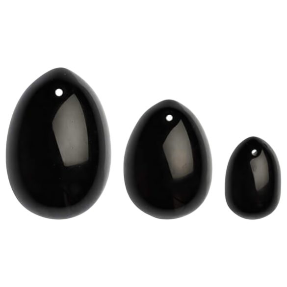 La Gemmes Yoni - benkuler sett - svart obsidian (3 stk)