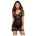 Obsessive Alluria - blondenattkjole og stringtruse (svart) - L/XL