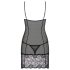 Obsessive Alluria - blondenattkjole og stringtruse (svart) - L/XL