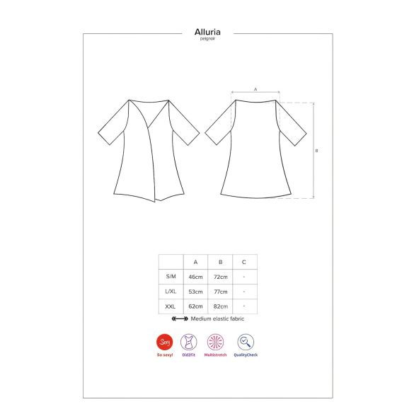 Obsessive Alluria - blondemorgenkåpe og truse (svart) - L/XL