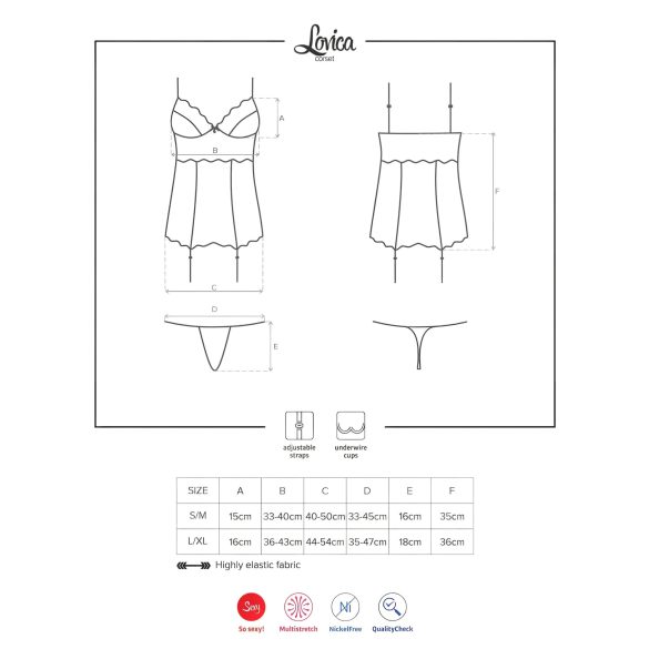 Obsessive Lovica - blonder topp med strømpeholder og truse (rød)