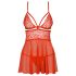 Obsessive 838-BAB-3 - pikant blonder babydoll og stringtruse (rød) - L/XL