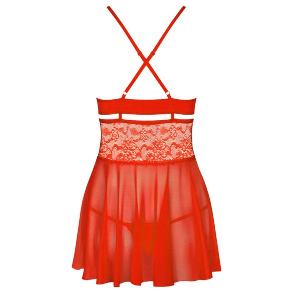 Obsessive 838-BAB-3 - pikant blonder babydoll og stringtruse (rød) - XXL