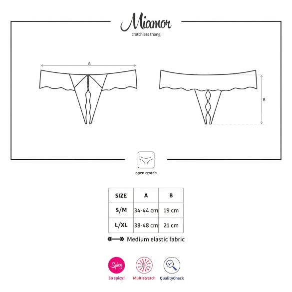 Obsessive Miamor - åpen kvinnetanga i blonder med steiner (svart) - L/XL