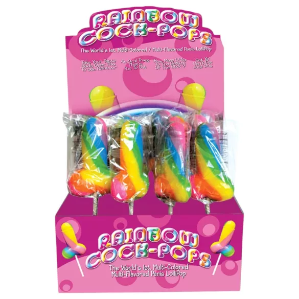 Rainbow Cock Pop - slikkelollipop formet som penis (85 g) - fruktsmak