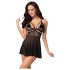 Obsessive 838-BAB-1 - Gjennomsiktig, blondesett babydoll (svart) - L/XL
