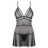 Obsessive 838-BAB-1 - Gjennomsiktig, blondesett babydoll (svart) - L/XL