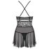 Obsessive 838-BAB-1 - Gjennomsiktig, blondesett babydoll (svart) - L/XL