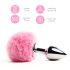 FEELZTOYS - metall analplugg med kaninhale (sølv-rosa)
