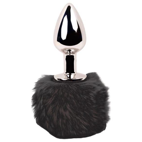 FEELZTOYS Bunny Tails - metall analplugg med kaninhale (sølv-svart)