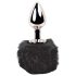 FEELZTOYS Bunny Tails - metall analplugg med kaninhale (sølv-svart)