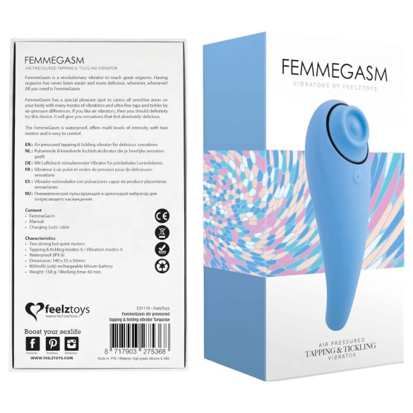 FEELZTOYS Femmegasm - oppladbar 2-i-1 klitorisvibrator (blå)