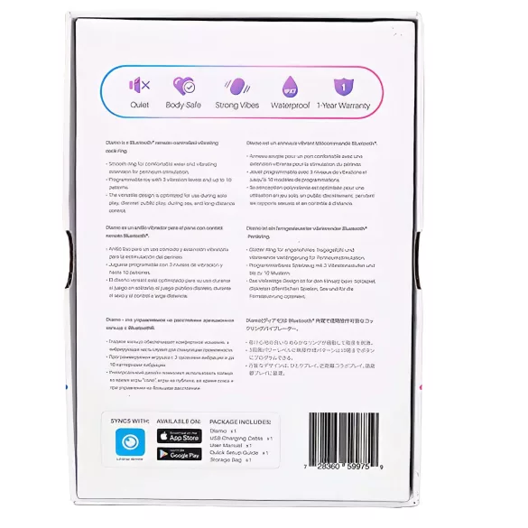 Lovense Diamo - App-styrt vibrerende penisring for menn (svart)