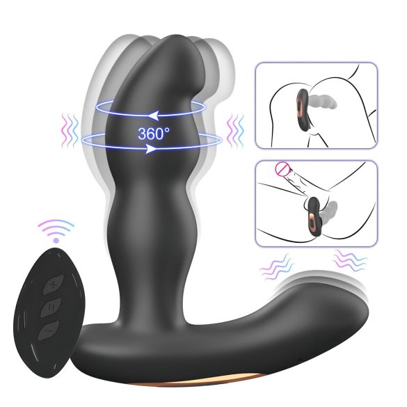 Aixiasia Hiross - roterende analvibrator (svart)