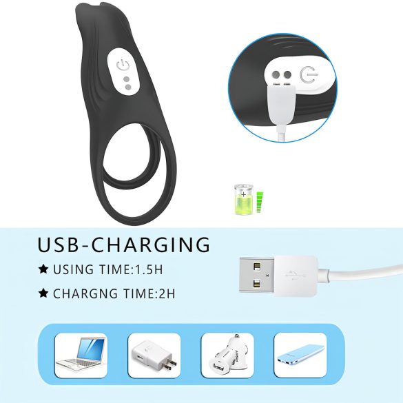 Aixiasia Hoody B - oppladbar, radiostyrt penisring (svart)