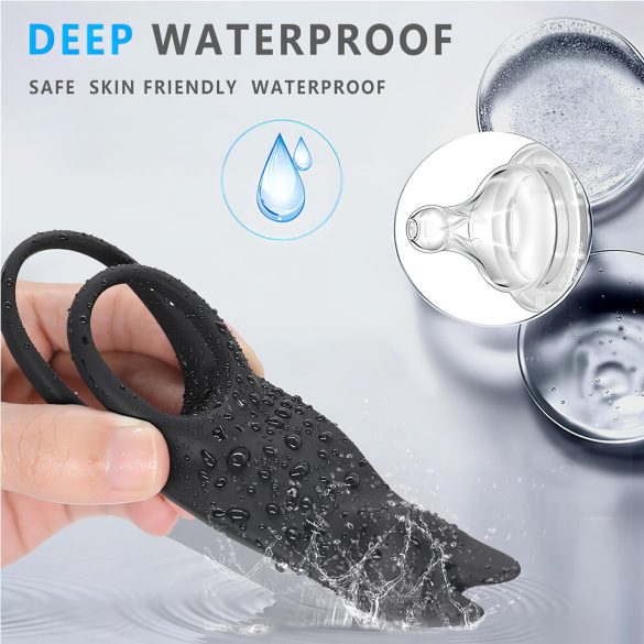 Aixiasia Hoody B - oppladbar, radiostyrt penisring (svart)