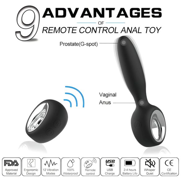 Aixiasia Dylon-Remote - trådløs, oppladbar analvibrator (svart)
