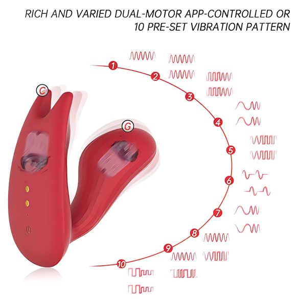 Magic Motion Umi - smart, oppladbar strap-on vibrator (rød)