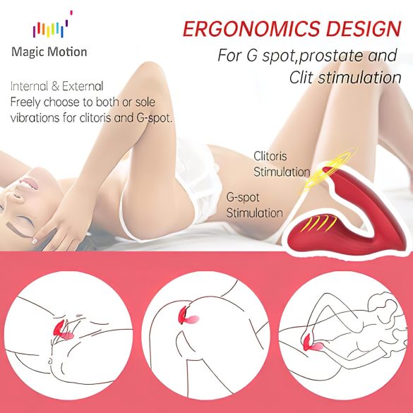 Magic Motion Umi - smart, oppladbar strap-on vibrator (rød)