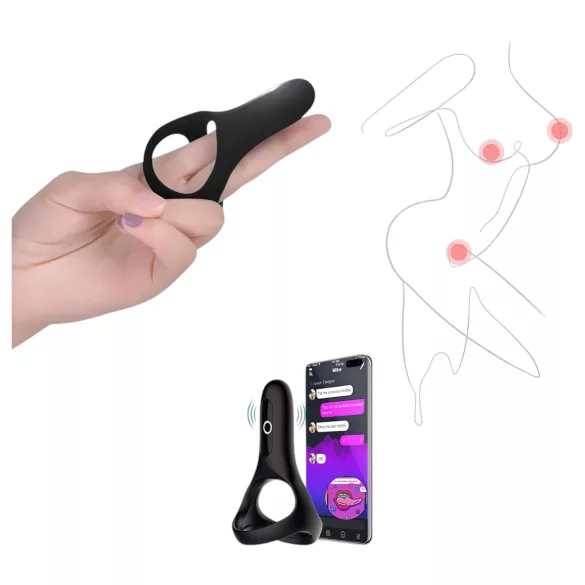 Magic Motion Rise - smart, oppladbar vibrasjonsring for penis (svart)