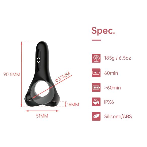 Magic Motion Rise - smart, oppladbar vibrasjonsring for penis (svart)