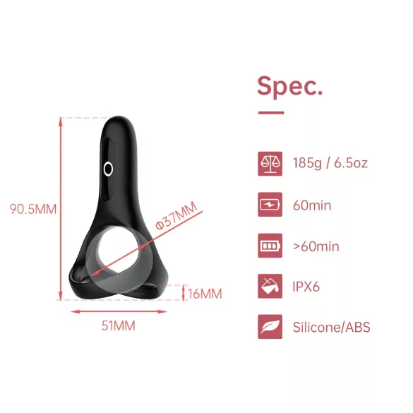 Magic Motion Rise - smart, oppladbar vibrasjonsring for penis (svart)