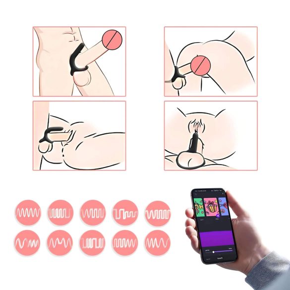 Magic Motion Rise - smart, oppladbar vibrasjonsring for penis (svart)