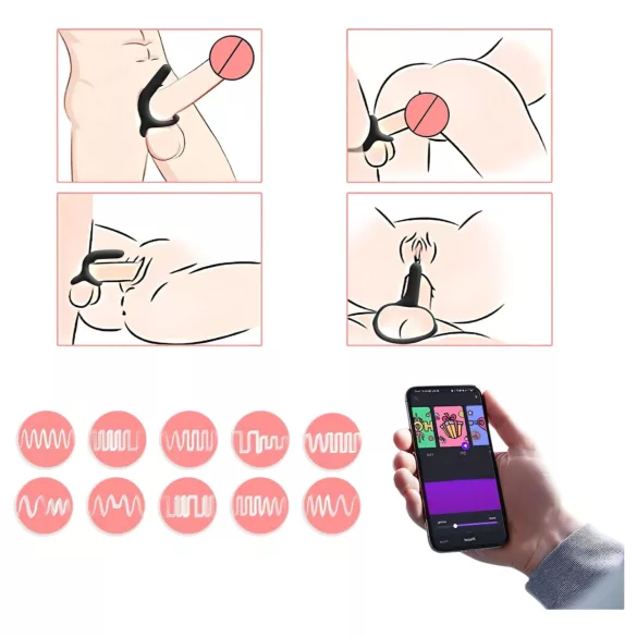 Magic Motion Rise - smart, oppladbar vibrasjonsring for penis (svart)