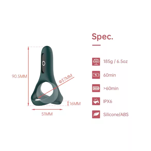 Magic Motion Rise - App-styrt vibrasjonsring for penis, for menn (grønn)