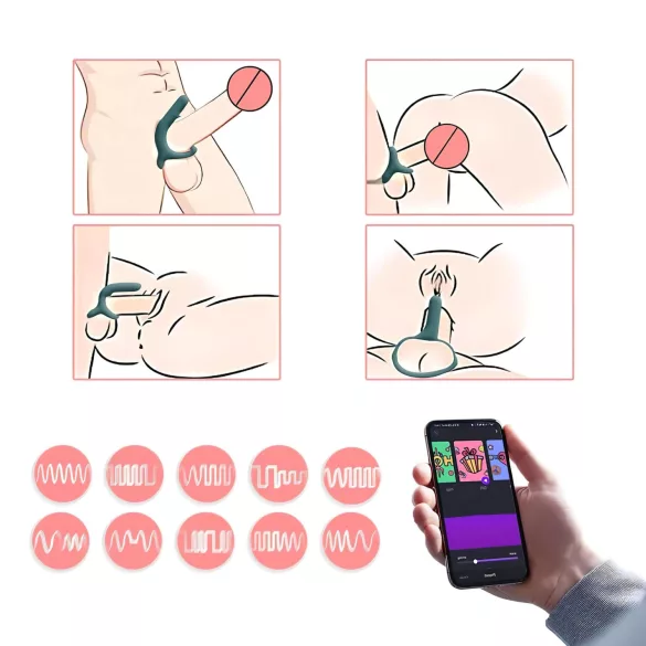 Magic Motion Rise - App-styrt vibrasjonsring for penis, for menn (grønn)