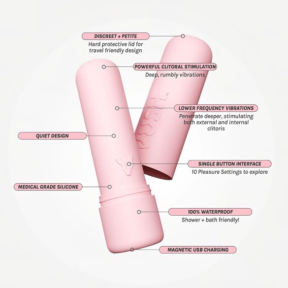Vush Pop Gloss - oppladbar, vanntett mini vibrator (rosa)