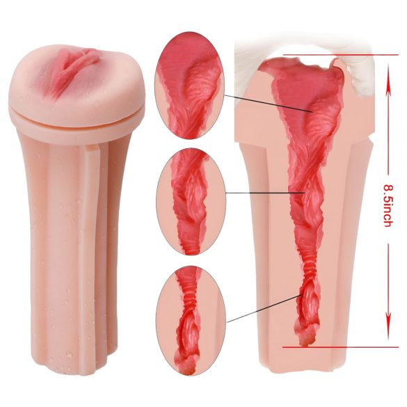 Tracy's Dog 3D Stroker - Realistisk Kunstvagina i Etui (Hvit-Natur)